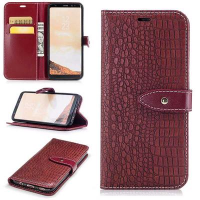 Crocodile Pattern PU Leather + Soft TPU Card Slots with Wallet Stand and Magnetic Buckle Case for Samsung Galaxy S8 / G9500 - Red