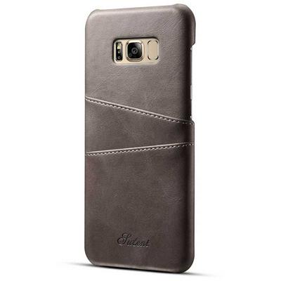 Suteni Calf Pattern with Two Card Slots Leather Coated Hard PC Back Cover Protective Phone Case for Samsung Galaxy S8 / G9500 - Grey