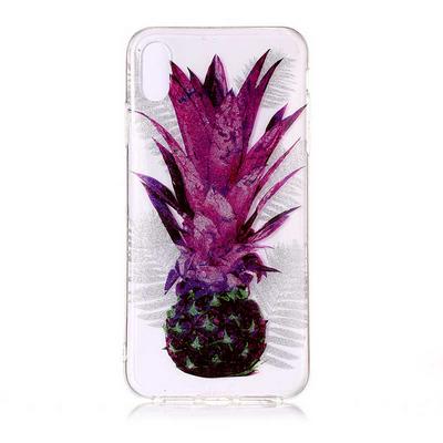 Colored Painting Transparent Soft TPU Back Cover Case for iPhone Xs Max 6.5 - Pineapple