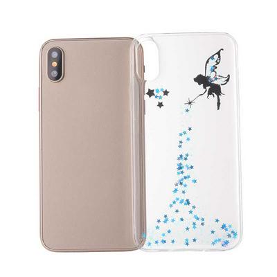 Colored Painting Wedding Girl Planet Bling Glitter Powder Transparent Soft TPU Back Cover Case for iPhone XR 6.1 - Blue