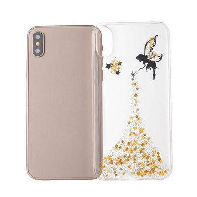 Colored Painting Wedding Girl Planet Bling Glitter Powder Transparent Soft TPU Back Cover Case for iPhone XR 6.1 - Gold