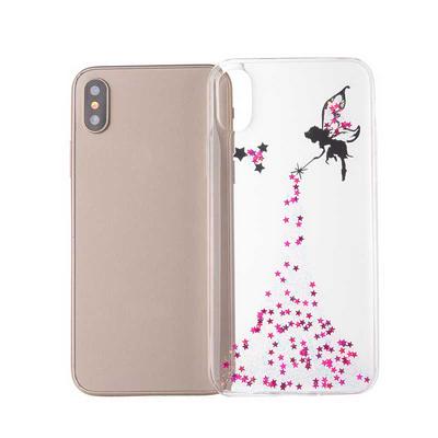 Colored Painting Wedding Girl Planet Bling Glitter Powder Transparent Soft TPU Back Cover Case for iPhone XR 6.1 - Pink