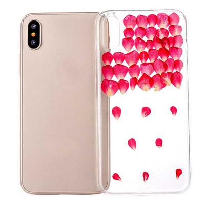 Transparent Real Flowers Specimen Epoxy Soft TPU Back Case for iPhone XR 6.1 - No.11