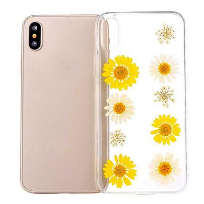 Transparent Real Flowers Specimen Epoxy Soft TPU Back Case for iPhone XR 6.1 - No.8