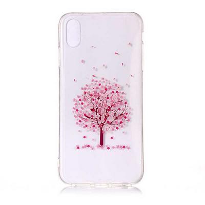 Colored Painting Transparent Soft TPU Back Cover Case for iPhone Xs Max 6.5 - Sakura Tree