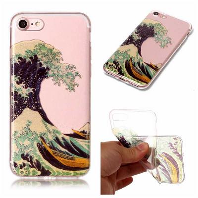 Ultra Thin Transparent Soft TPU Back Cover Case for iPhone 7 - Waves