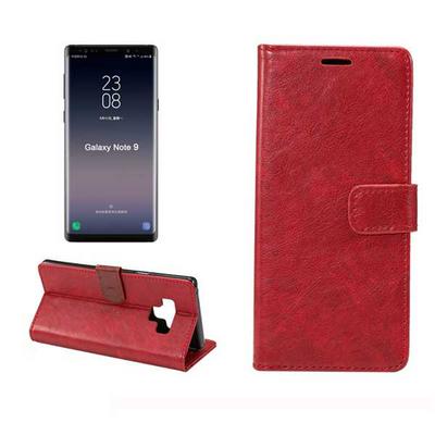 Crazy Horse Side Flip PU Leather + Soft TPU with Card Slots and Stand Wallet Picture Frame Protective Case for Samsung Galaxy Note 9 - Red
