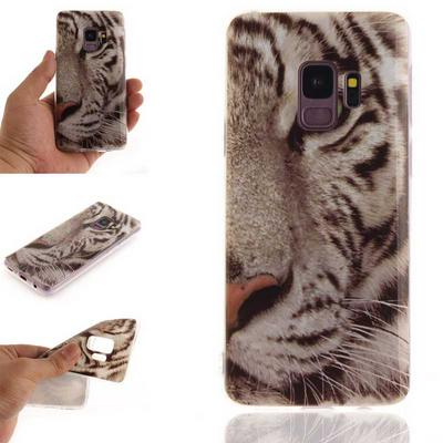 Color Painted Anti-Scratch Anti-Drop Soft TPU + IMD Craft Back Cover Protective Case for Samsung Galaxy S9 - Tiger
