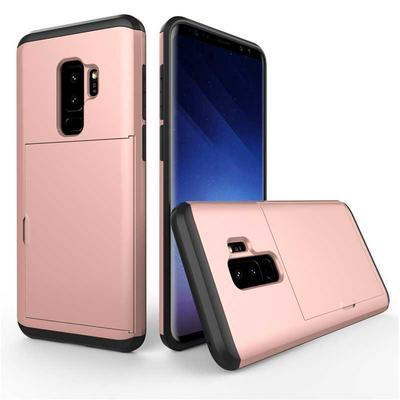 Smooth Surface 2 in 1 Detachable with Card Holder Hard PC + Soft TPU Hybrid Back Cover Case for Samsung Galaxy S9 - Rose Gold