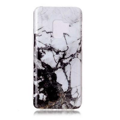 Color Painting Marble Pattern Soft TPU Back Cover Case for Samsung Galaxy S9 - Black White