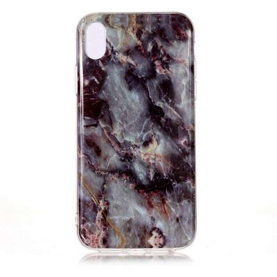 Color Painting Marble Pattern Anti-Scratch Soft TPU Back Cover Case for iPhone Xs Max 6.5 - Grey Dark