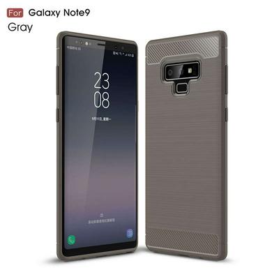 Carbon Fibre Pattern Brushed Metal Soft TPU Back Cover Case for Samsung Galaxy Note 9 - Grey