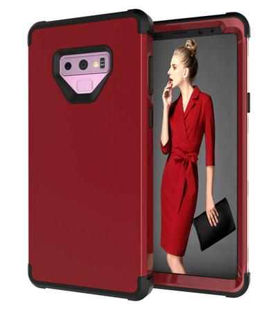 Armor 3 in 1 Detachable Shockproof PC Front Bumper + Soft Silicone + PC Back Hybrid Back Cover Protective Case for Samsung Galaxy Note 9 - Red