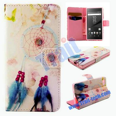 Wallet Style Magnetic Flip Stand TPU + PU Leather Case for Sony Xperia Z5 Compact Feather Windbell 