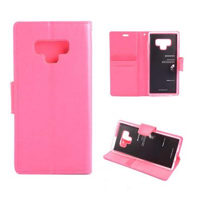 Mercury Goospery Sonata Diary Series Side Flip PU Leather + Soft TPU Card Slot with Magnetic Buckle and Stand Wallet Protective Case for Samsung Galaxy Note 9 - Rose Red
