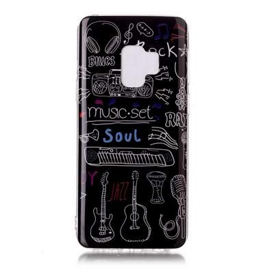 Color Painting Marble Pattern Soft TPU Back Cover Case for Samsung Galaxy S9 - Black