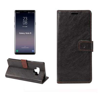 Crazy Horse Side Flip PU Leather + Soft TPU with Card Slots and Stand Wallet Picture Frame Protective Case for Samsung Galaxy Note 9 - Black