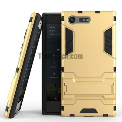 Detachable 3 in 1 Hard PC + TPU with Kickstand Hybrid Back Cover Case for Sony Xperia X compact F5321/ X Mini - Gold
