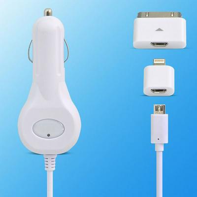Henca CC32-MII 8Pin 30Pin Micro 5Pin Car Charger for iPhone 6 6 Plus iPhone 5S BlackBerry HTC Samsung - White