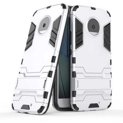 Iron Man 2 in 1 Detachable Hard PC + Soft TPU Hybrid with Kickstand Back Cover Protective Case for Motorola Moto X4 / Moto X (4th gen.) - Silver