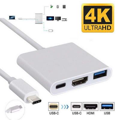 Type-C to HDMI USB 3.1 Adapter 3-in-1 Multiport HDMI Converter Hub with USB 3.0 Port and USB- C PD (Power Delivery) Recharging Port