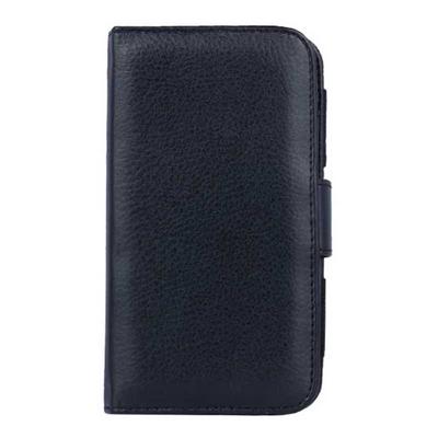 Lichee Pattern  Side Flip Wallet Style PU Leather with 7 Card Holders and Magnetic Buckle Case for 5-inch Smartphones - Black