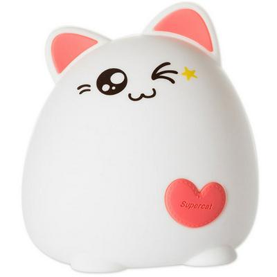 Love Heart Cat Shape Silicone Night Light Charging Pat Lamp Bedroom Table Light