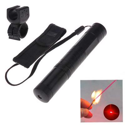 1mw 650nm Red Beam Flashlight Adjustable Focus Laser Pointer Kit with Bicycle Handlebar - Black