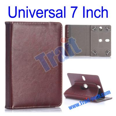 Crystal Pattern Universal 360 Rotatable Flip Stand Leather Case for 7 inch Tablet PC with Elastic Belt (Brown)