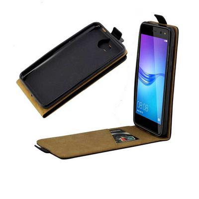 Vertical Flip Sewing Edged PU Leather + Soft TPU with Magnetic Buckle and Card Holder Protective Business Case for Huawei Y5 (2017) 