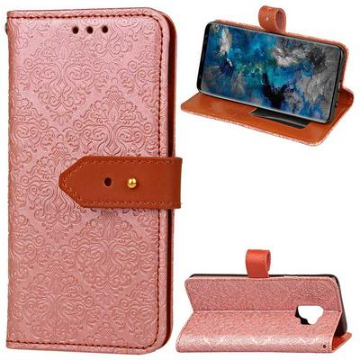 European Murals Pattern with Wrist Strap PU Leather + Soft TPU Card Holder with Stand Support Wallet Case for Samsung Galaxy S9 - Pink
