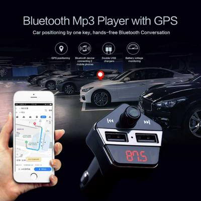 APE6 12V 3.1A Dual USB Universal Bluetooth A2DP GPS Positioning FM Transmitter Car Charger MP3 Player with APP Car Electronics - Black