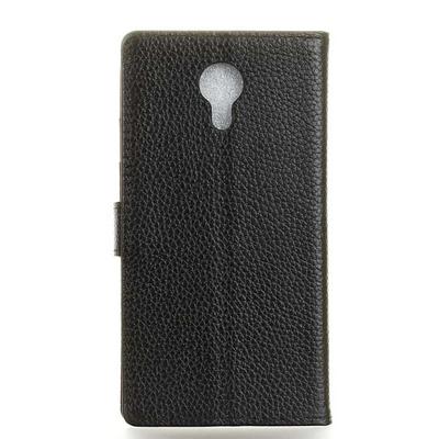 Genuine Leather + TPU Back Cover Case with Card Holder Wallet and Stand for Acer Liquid Z6 Plus - Black