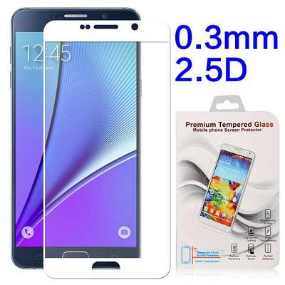 Anti Scratch 0.3mm 2.5D Arc Edge Full Screen Silk Printed Tempered Glass Screen Protector Film for Samsung Galaxy Note 5 - White