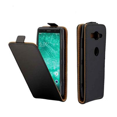 Up and Down Vertical Flip Anti-Scratch PU Leather + Soft TPU with Card Slot and Magnetic Buckle Protective Case for Sony Xperia XZ2 Compact - Black
