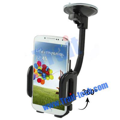 Flexible 360 Degree Rotate Suction Cup Car Holder for Samsung Galaxy S4, Galaxy S3, iPhone 5, HTC One, Blackberry Z10 and Other Mobile Phone
