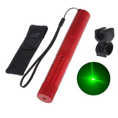 1mw 532nm Green Beam Flashlight Adjustable Focus Laser Pointer Kit with Bicycle Handlebar - Red