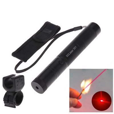 1mw 650nm Red Beam Flashlight Adjustable Focus Laser Pointer Kit with Bicycle Handlebar - Black