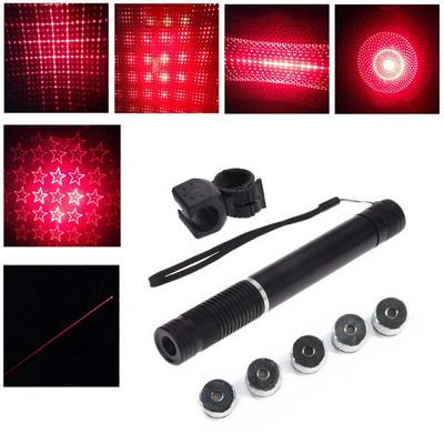5mw 650nm Red Laser Pointer with 5 Patterns - Black