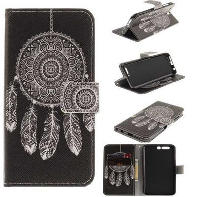 Color Painting Side Flip PU Leather + Soft TPU Card Slots with Stand and Magnetic Buckle Wallet Case for Huawei Honor 9 - White Wind Chime