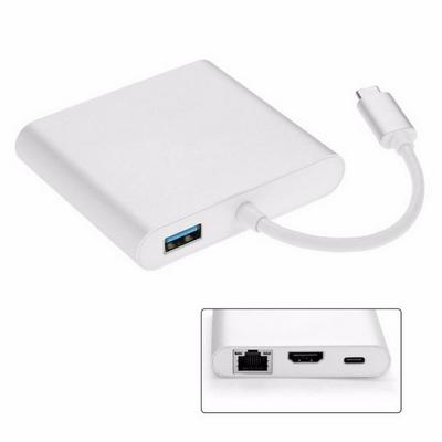 4 in 1 Type-C  USB 3.1 to HDMI 4K 1080p & Gigabit Ethnernet RJ45 & USB-C USB3.0 Travel Charger Adapter Dongle for Macbook