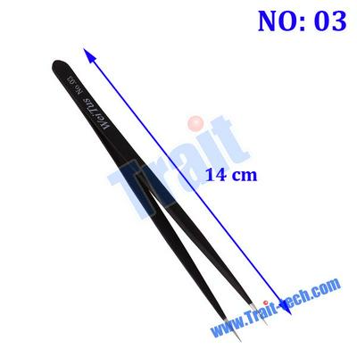 Anti-magnetic, Anti-static, Anti-acid, Non-corrosive Stainless Steel Fine Tip Straight Tweezer(No.03)