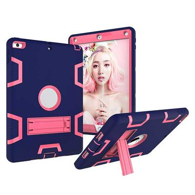 Hit Color Robot  Detachable PC + Silicone with Stand Support Back Cover Case for iPad 9.7 2017 - Navy Blue and Pink