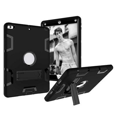 Hit Color Robot  Detachable PC + Silicone with Stand Support Back Cover Case for iPad 9.7 2017 - Black