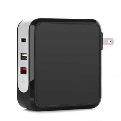 43W US Plug Dual USB + Type-c Power Charging Adapter QC 3.0 5V-3A 9V-2A 12V-1.5A Fast Charge Wall Charger for iPad iPhone Android Phone Macbook