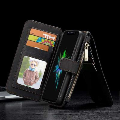 CaseMe 007 Sries Card Holder Wallet Style Picture Frame with Stand and Magnetic Flip Detachable PU Leather + PC Cover Case for iPhone X - Black