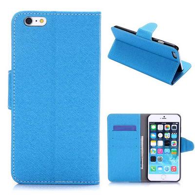 Cloth Texture Wallet Style Card Slots Stand Magnetic Flip PU Leather + PC Back Cover Case for iPhone 6 Plus / 6S Plus - Blue
