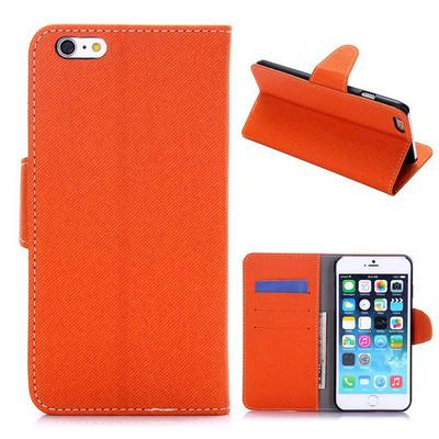 Cloth Texture Wallet Style Card Slots Stand Magnetic Flip PU Leather + PC Back Cover Case for iPhone 6 Plus / 6S Plus - Orange