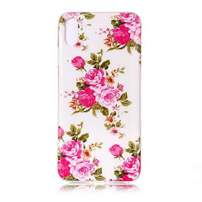 Colored Painting Fluorescence Noctilucent TPU Luminous Back Cover Case for iPhone Xs Max 6.5 - Flower