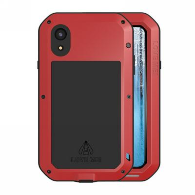 Love Mei Detachable 360 Degree Protecting Aluminium Frame + TPU Back Cover + HD Tempered Glass Screen Protector Powerful for iPhone XR 6.1 - Red